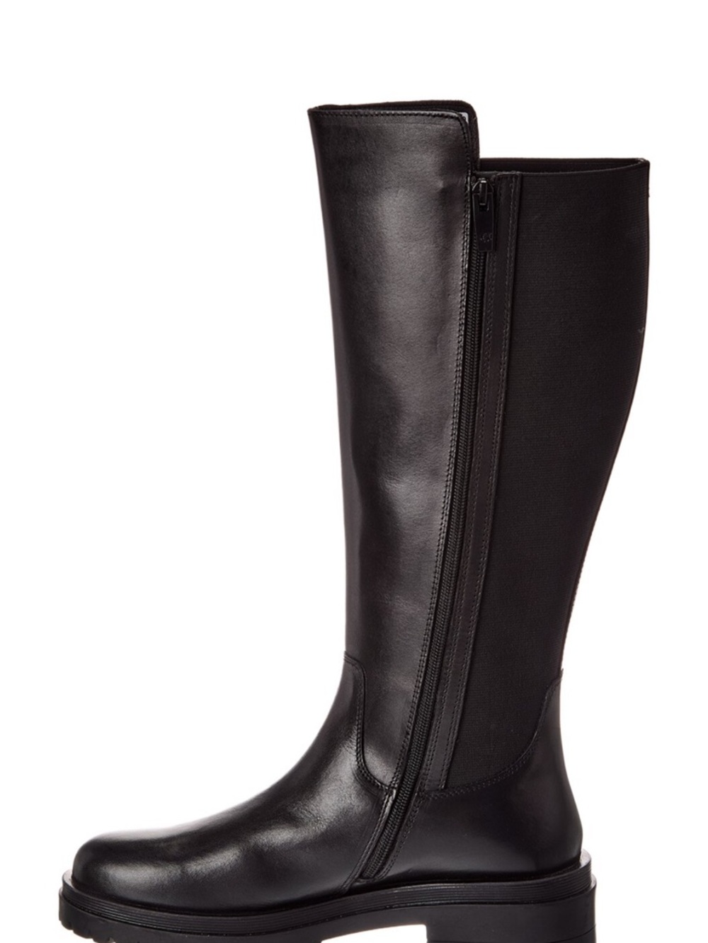 Dune London Black Knee-High Leather Zip Boots